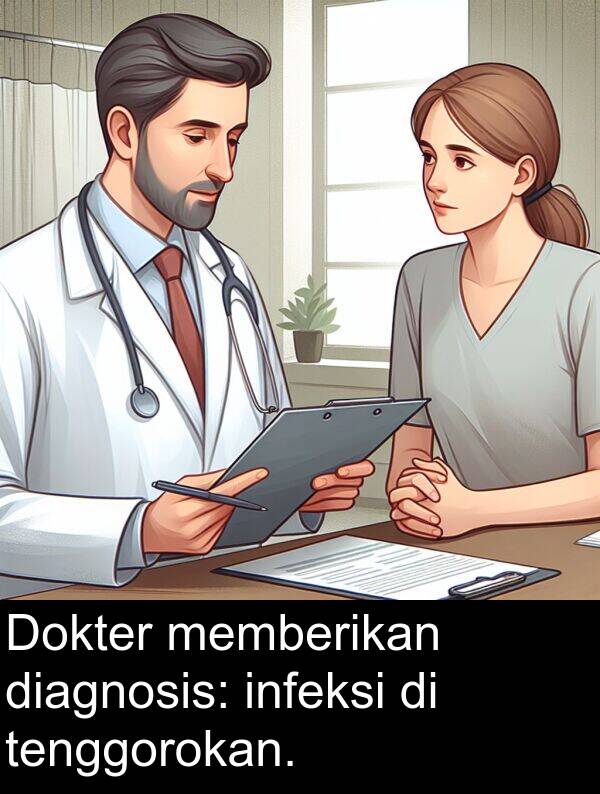 tenggorokan: Dokter memberikan diagnosis: infeksi di tenggorokan.
