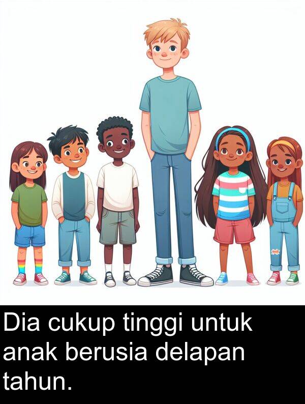 tahun: Dia cukup tinggi untuk anak berusia delapan tahun.