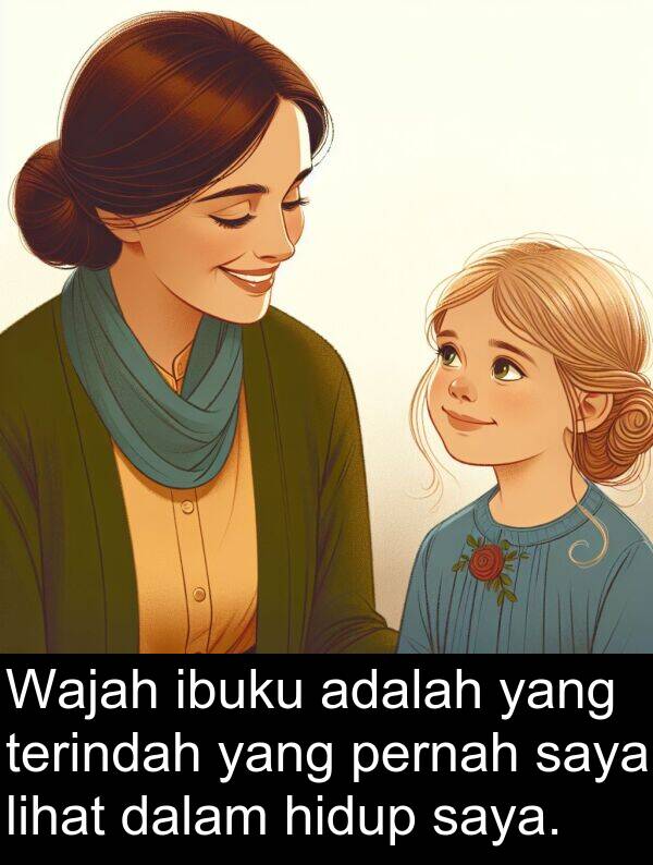 terindah: Wajah ibuku adalah yang terindah yang pernah saya lihat dalam hidup saya.