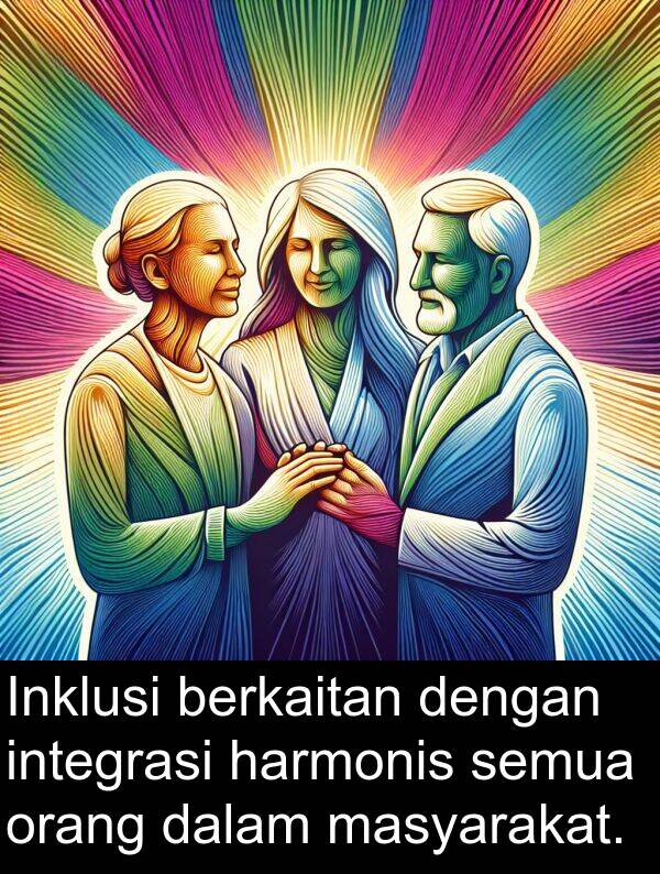 masyarakat: Inklusi berkaitan dengan integrasi harmonis semua orang dalam masyarakat.