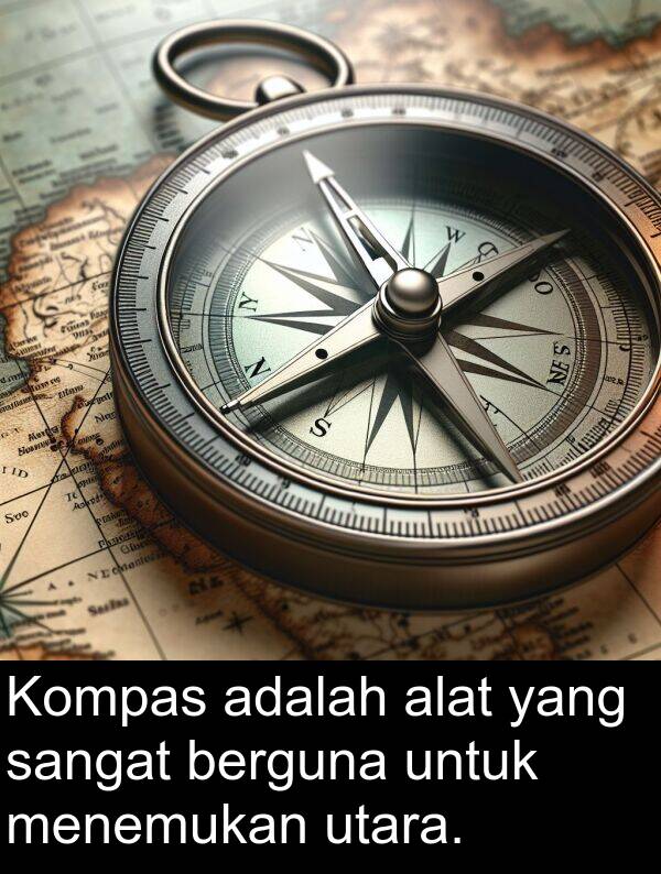 berguna: Kompas adalah alat yang sangat berguna untuk menemukan utara.