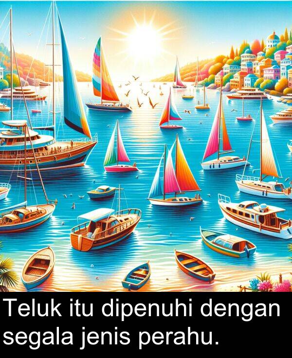 jenis: Teluk itu dipenuhi dengan segala jenis perahu.