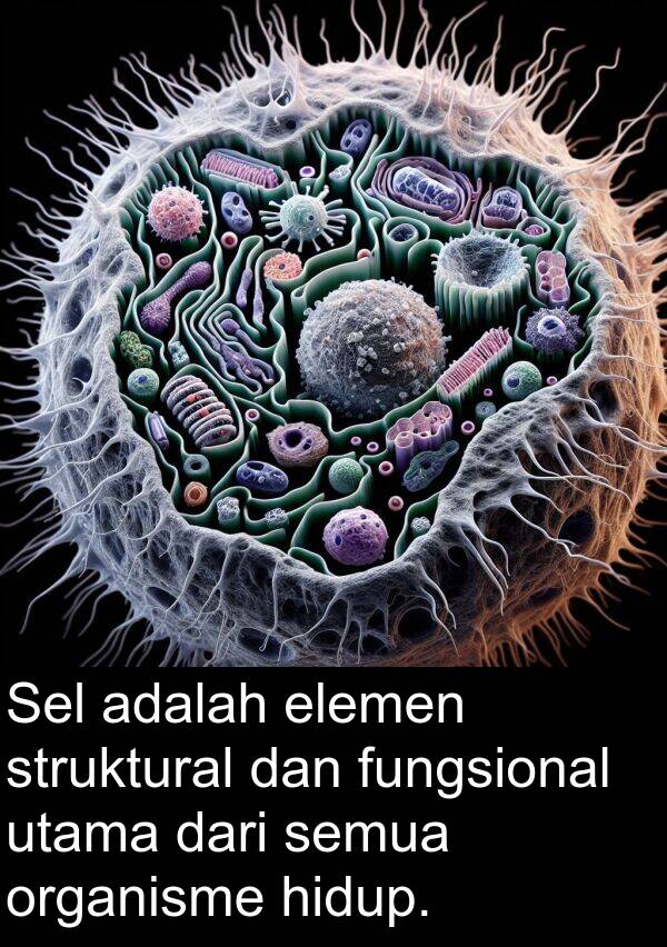 organisme: Sel adalah elemen struktural dan fungsional utama dari semua organisme hidup.