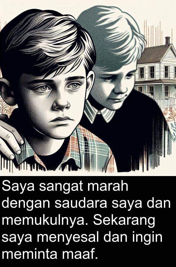 saudara: Saya sangat marah dengan saudara saya dan memukulnya. Sekarang saya menyesal dan ingin meminta maaf.