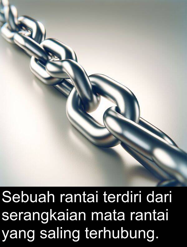 saling: Sebuah rantai terdiri dari serangkaian mata rantai yang saling terhubung.