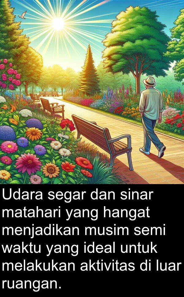 ruangan: Udara segar dan sinar matahari yang hangat menjadikan musim semi waktu yang ideal untuk melakukan aktivitas di luar ruangan.