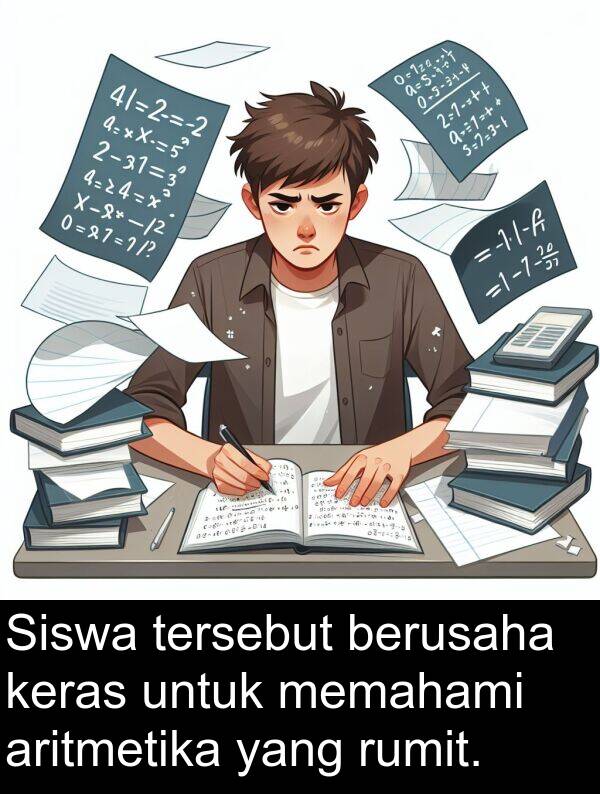 memahami: Siswa tersebut berusaha keras untuk memahami aritmetika yang rumit.