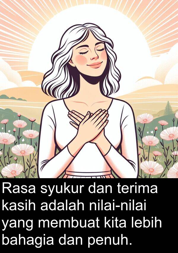 terima: Rasa syukur dan terima kasih adalah nilai-nilai yang membuat kita lebih bahagia dan penuh.
