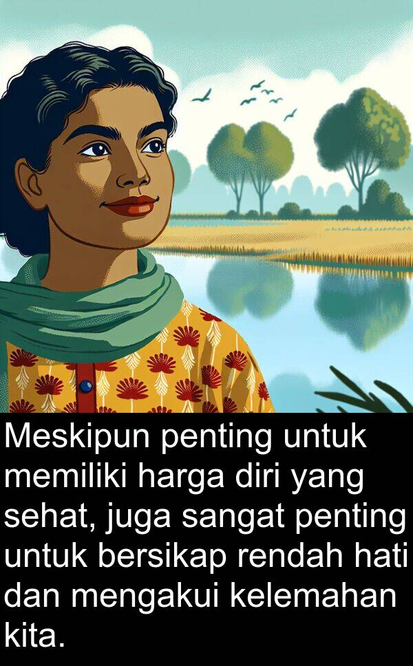 harga: Meskipun penting untuk memiliki harga diri yang sehat, juga sangat penting untuk bersikap rendah hati dan mengakui kelemahan kita.