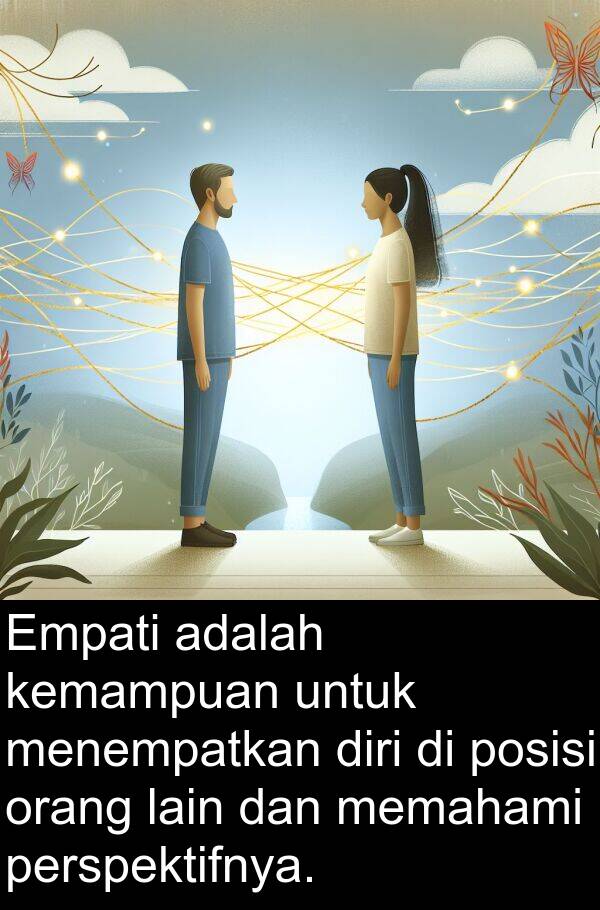 lain: Empati adalah kemampuan untuk menempatkan diri di posisi orang lain dan memahami perspektifnya.