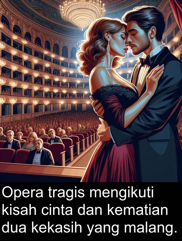malang: Opera tragis mengikuti kisah cinta dan kematian dua kekasih yang malang.