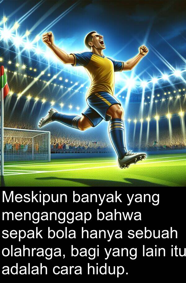 hanya: Meskipun banyak yang menganggap bahwa sepak bola hanya sebuah olahraga, bagi yang lain itu adalah cara hidup.