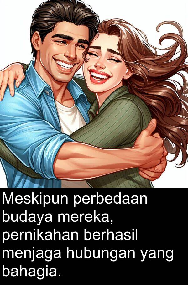 hubungan: Meskipun perbedaan budaya mereka, pernikahan berhasil menjaga hubungan yang bahagia.