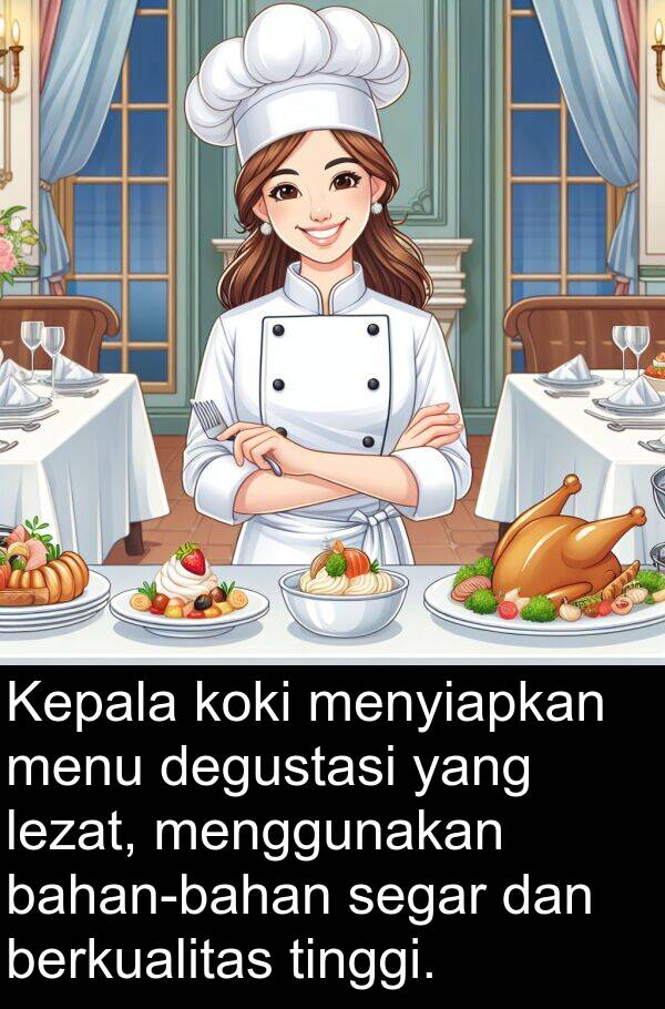 segar: Kepala koki menyiapkan menu degustasi yang lezat, menggunakan bahan-bahan segar dan berkualitas tinggi.