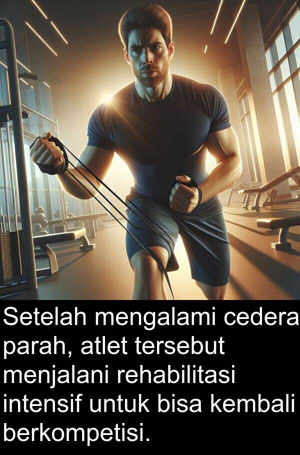 rehabilitasi: Setelah mengalami cedera parah, atlet tersebut menjalani rehabilitasi intensif untuk bisa kembali berkompetisi.