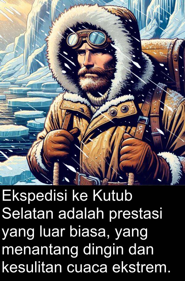 ekstrem: Ekspedisi ke Kutub Selatan adalah prestasi yang luar biasa, yang menantang dingin dan kesulitan cuaca ekstrem.
