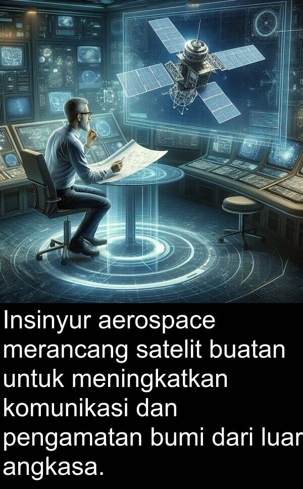 satelit: Insinyur aerospace merancang satelit buatan untuk meningkatkan komunikasi dan pengamatan bumi dari luar angkasa.