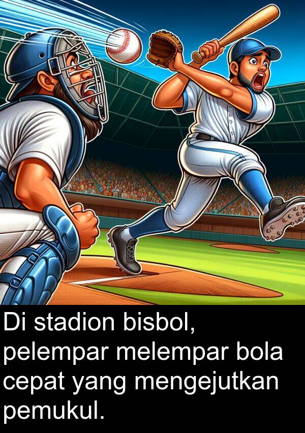 melempar: Di stadion bisbol, pelempar melempar bola cepat yang mengejutkan pemukul.