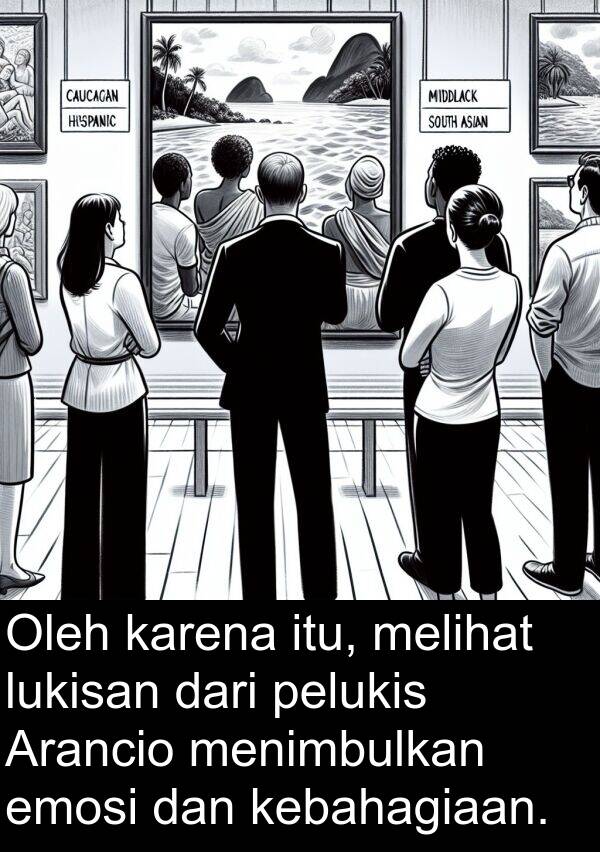 pelukis: Oleh karena itu, melihat lukisan dari pelukis Arancio menimbulkan emosi dan kebahagiaan.