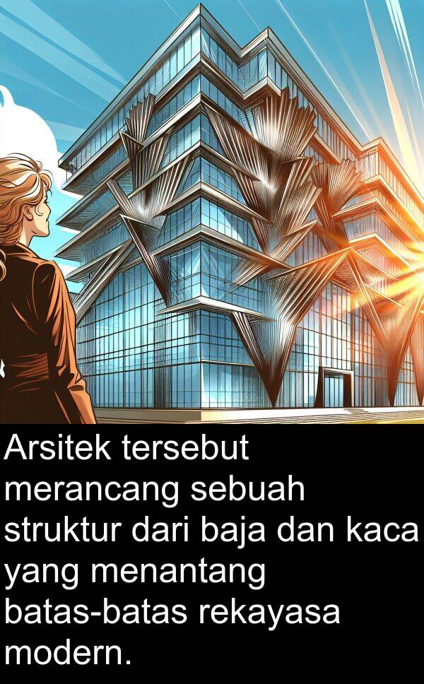 rekayasa: Arsitek tersebut merancang sebuah struktur dari baja dan kaca yang menantang batas-batas rekayasa modern.