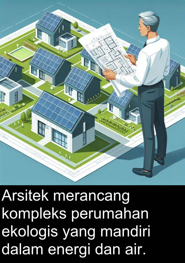 mandiri: Arsitek merancang kompleks perumahan ekologis yang mandiri dalam energi dan air.