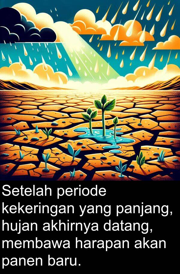 periode: Setelah periode kekeringan yang panjang, hujan akhirnya datang, membawa harapan akan panen baru.