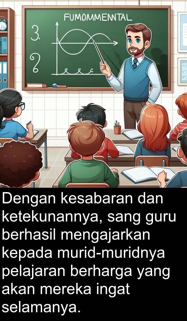 selamanya: Dengan kesabaran dan ketekunannya, sang guru berhasil mengajarkan kepada murid-muridnya pelajaran berharga yang akan mereka ingat selamanya.
