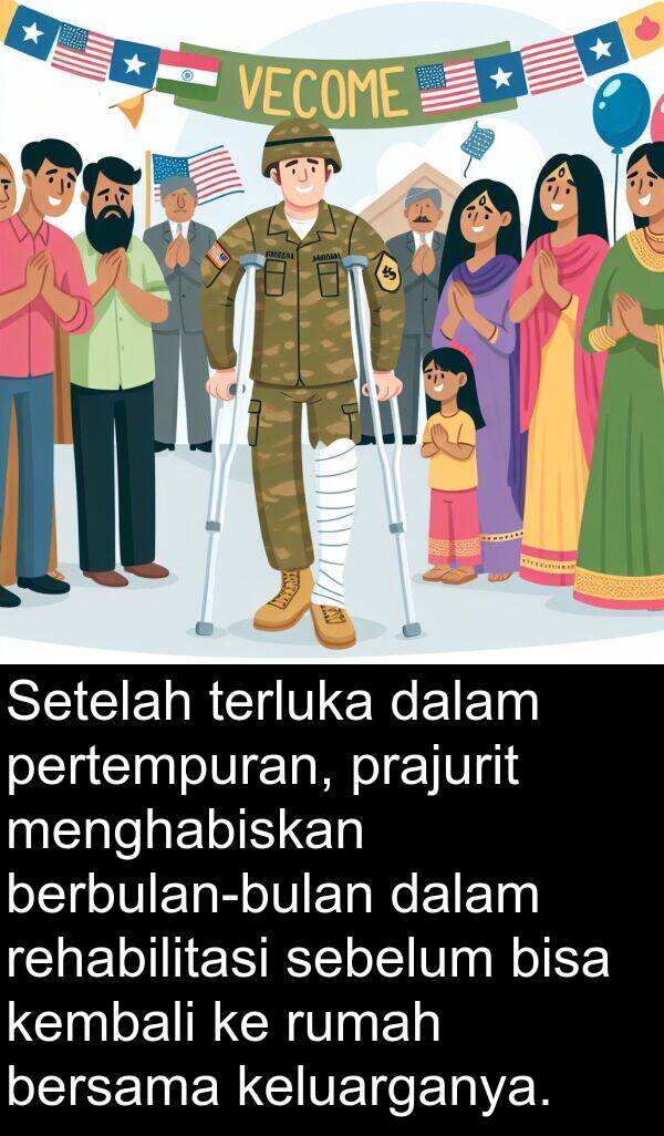 sebelum: Setelah terluka dalam pertempuran, prajurit menghabiskan berbulan-bulan dalam rehabilitasi sebelum bisa kembali ke rumah bersama keluarganya.