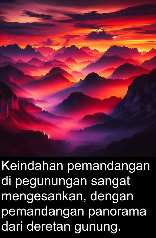 panorama: Keindahan pemandangan di pegunungan sangat mengesankan, dengan pemandangan panorama dari deretan gunung.