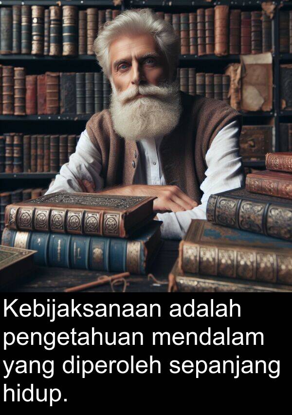 sepanjang: Kebijaksanaan adalah pengetahuan mendalam yang diperoleh sepanjang hidup.