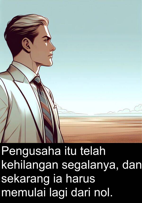 nol: Pengusaha itu telah kehilangan segalanya, dan sekarang ia harus memulai lagi dari nol.