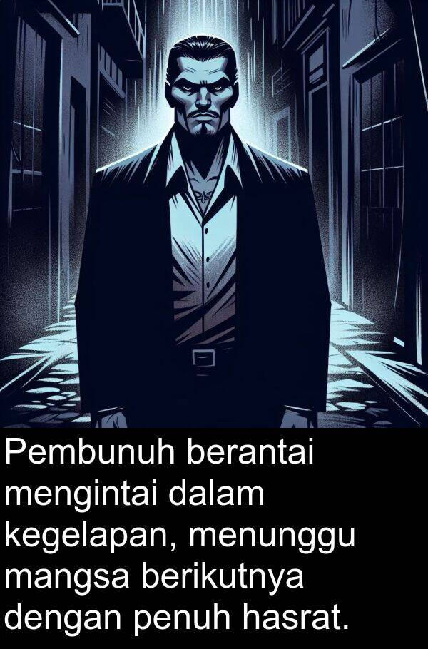 mangsa: Pembunuh berantai mengintai dalam kegelapan, menunggu mangsa berikutnya dengan penuh hasrat.