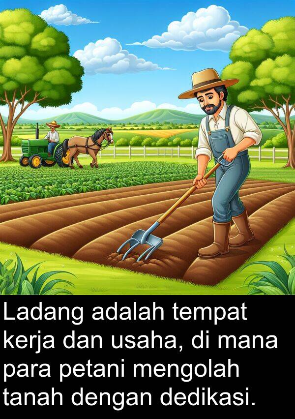 mana: Ladang adalah tempat kerja dan usaha, di mana para petani mengolah tanah dengan dedikasi.