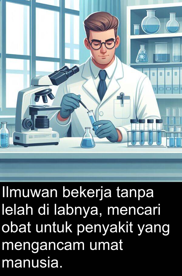 labnya: Ilmuwan bekerja tanpa lelah di labnya, mencari obat untuk penyakit yang mengancam umat manusia.