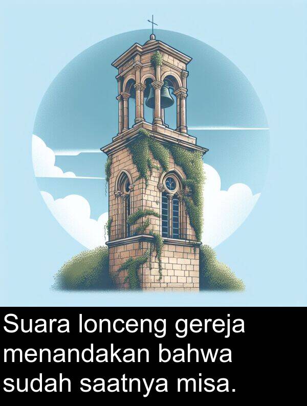saatnya: Suara lonceng gereja menandakan bahwa sudah saatnya misa.