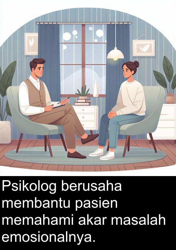 memahami: Psikolog berusaha membantu pasien memahami akar masalah emosionalnya.