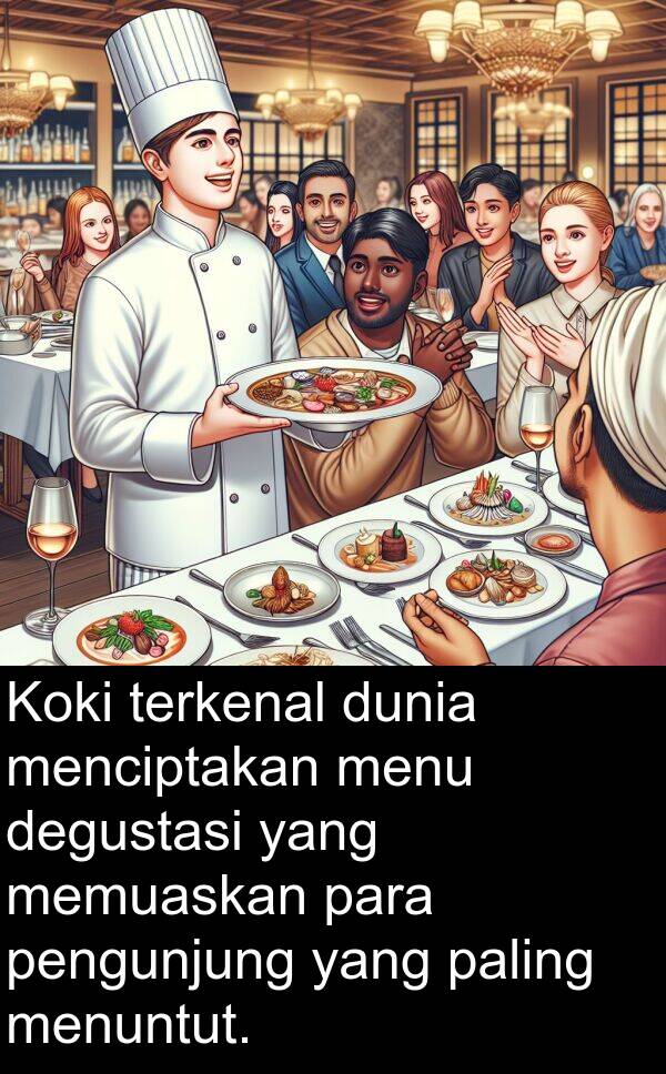 memuaskan: Koki terkenal dunia menciptakan menu degustasi yang memuaskan para pengunjung yang paling menuntut.