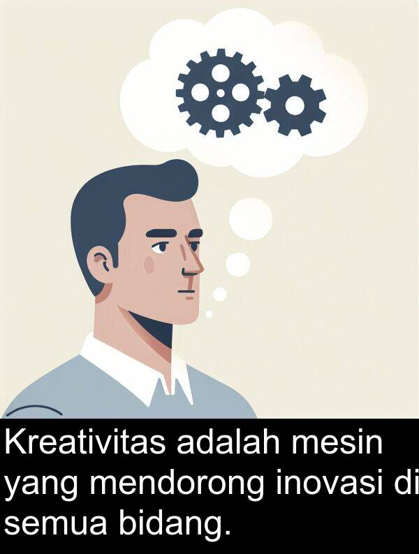 mesin: Kreativitas adalah mesin yang mendorong inovasi di semua bidang.