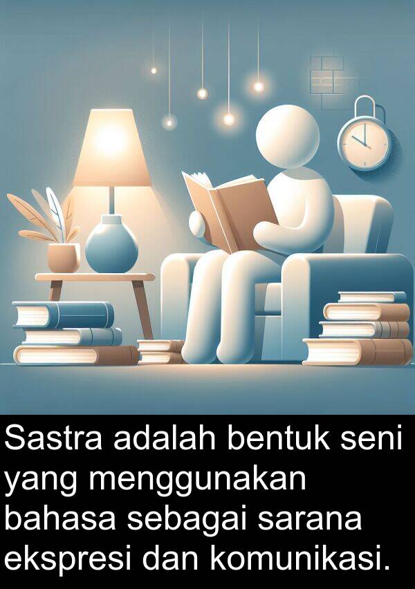 sebagai: Sastra adalah bentuk seni yang menggunakan bahasa sebagai sarana ekspresi dan komunikasi.