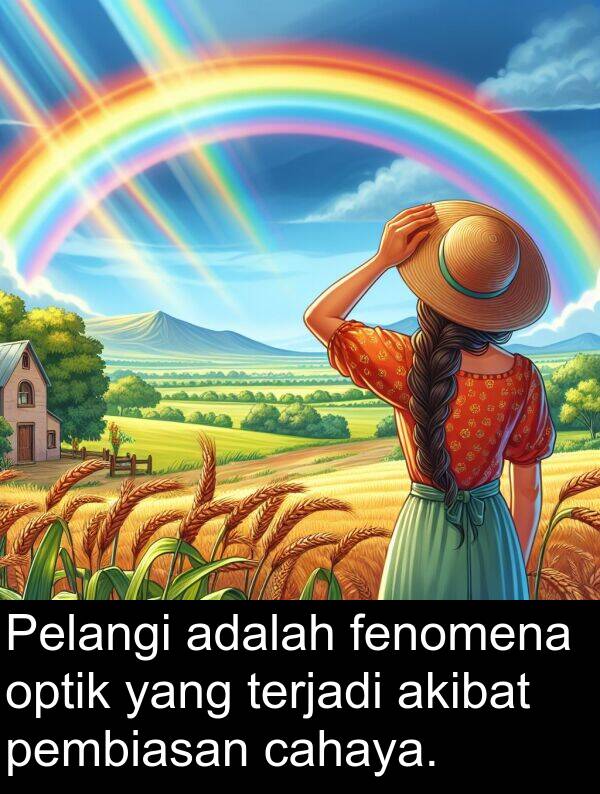 optik: Pelangi adalah fenomena optik yang terjadi akibat pembiasan cahaya.
