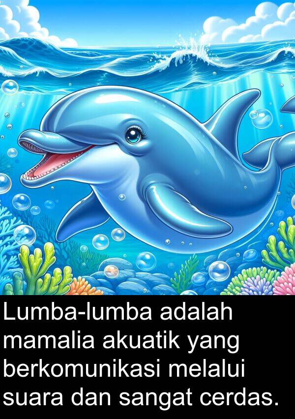 mamalia: Lumba-lumba adalah mamalia akuatik yang berkomunikasi melalui suara dan sangat cerdas.