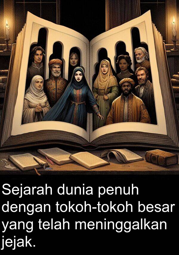 jejak: Sejarah dunia penuh dengan tokoh-tokoh besar yang telah meninggalkan jejak.