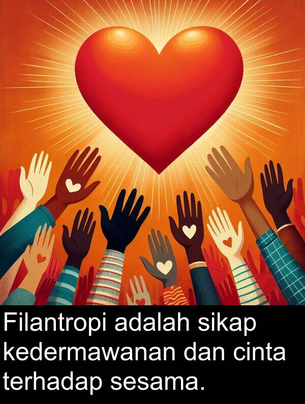 terhadap: Filantropi adalah sikap kedermawanan dan cinta terhadap sesama.