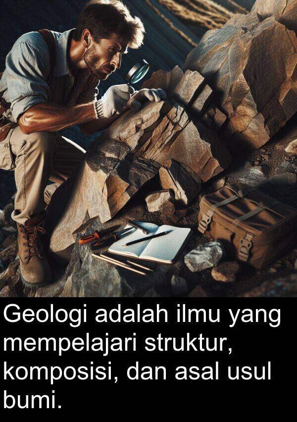 ilmu: Geologi adalah ilmu yang mempelajari struktur, komposisi, dan asal usul bumi.