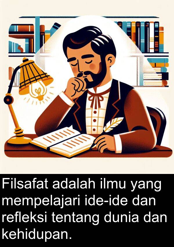 refleksi: Filsafat adalah ilmu yang mempelajari ide-ide dan refleksi tentang dunia dan kehidupan.