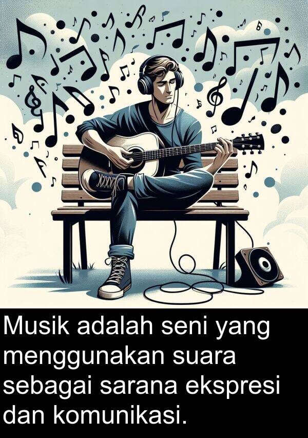 sebagai: Musik adalah seni yang menggunakan suara sebagai sarana ekspresi dan komunikasi.