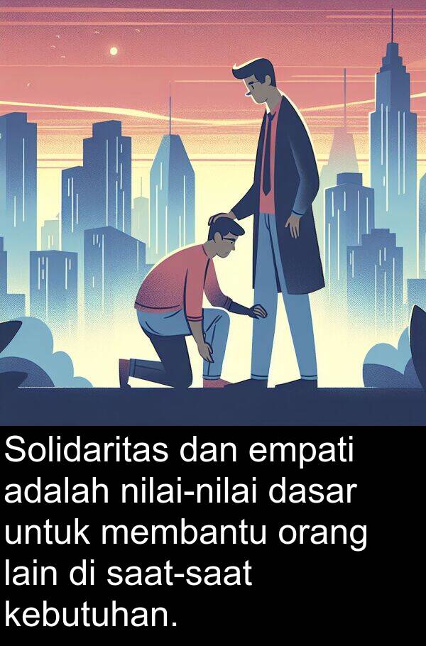 empati: Solidaritas dan empati adalah nilai-nilai dasar untuk membantu orang lain di saat-saat kebutuhan.
