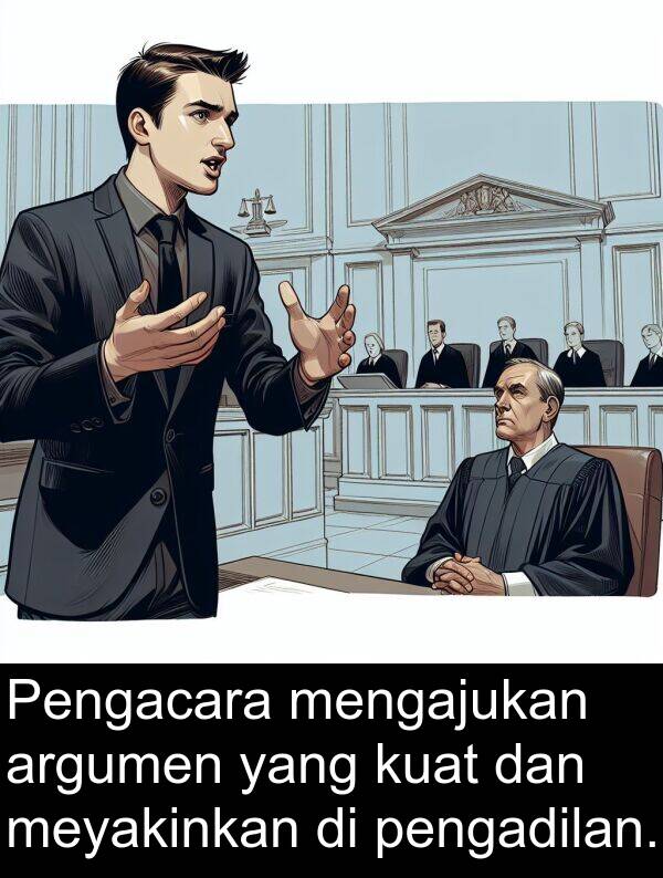 mengajukan: Pengacara mengajukan argumen yang kuat dan meyakinkan di pengadilan.