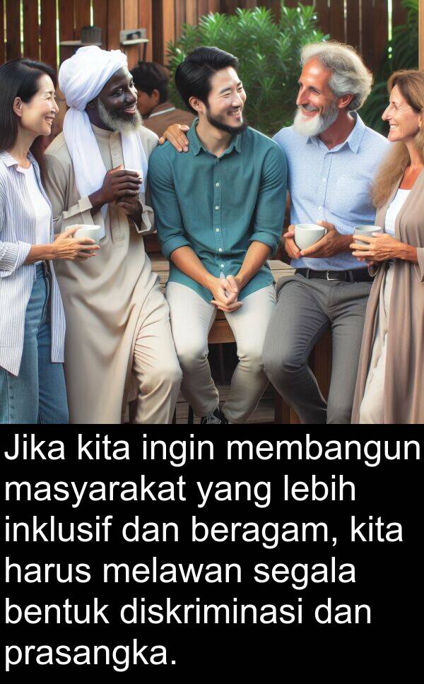 masyarakat: Jika kita ingin membangun masyarakat yang lebih inklusif dan beragam, kita harus melawan segala bentuk diskriminasi dan prasangka.