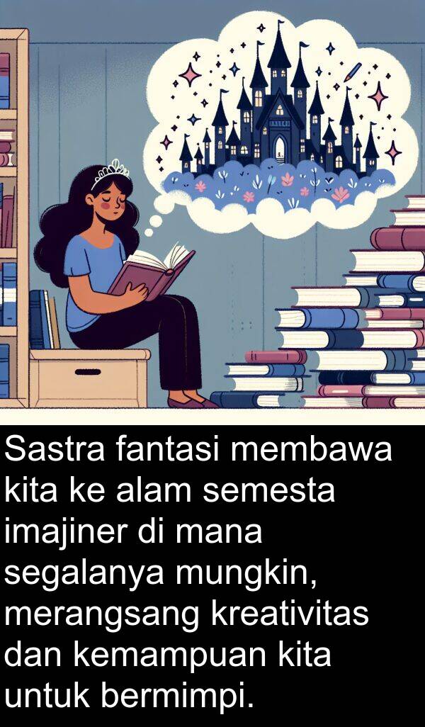 semesta: Sastra fantasi membawa kita ke alam semesta imajiner di mana segalanya mungkin, merangsang kreativitas dan kemampuan kita untuk bermimpi.